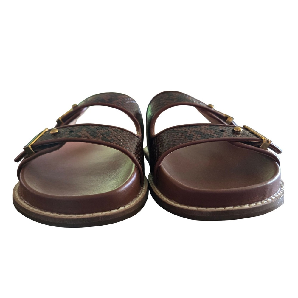 Cole Haan Marisol Adjustable Slide Sandals Womens 7.5 Brown New Snakeskin Emboss - Picture 5 of 7